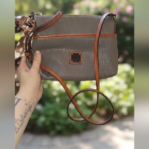 Dooney & Bourke Gray Crossbody Bag with Tan Trim